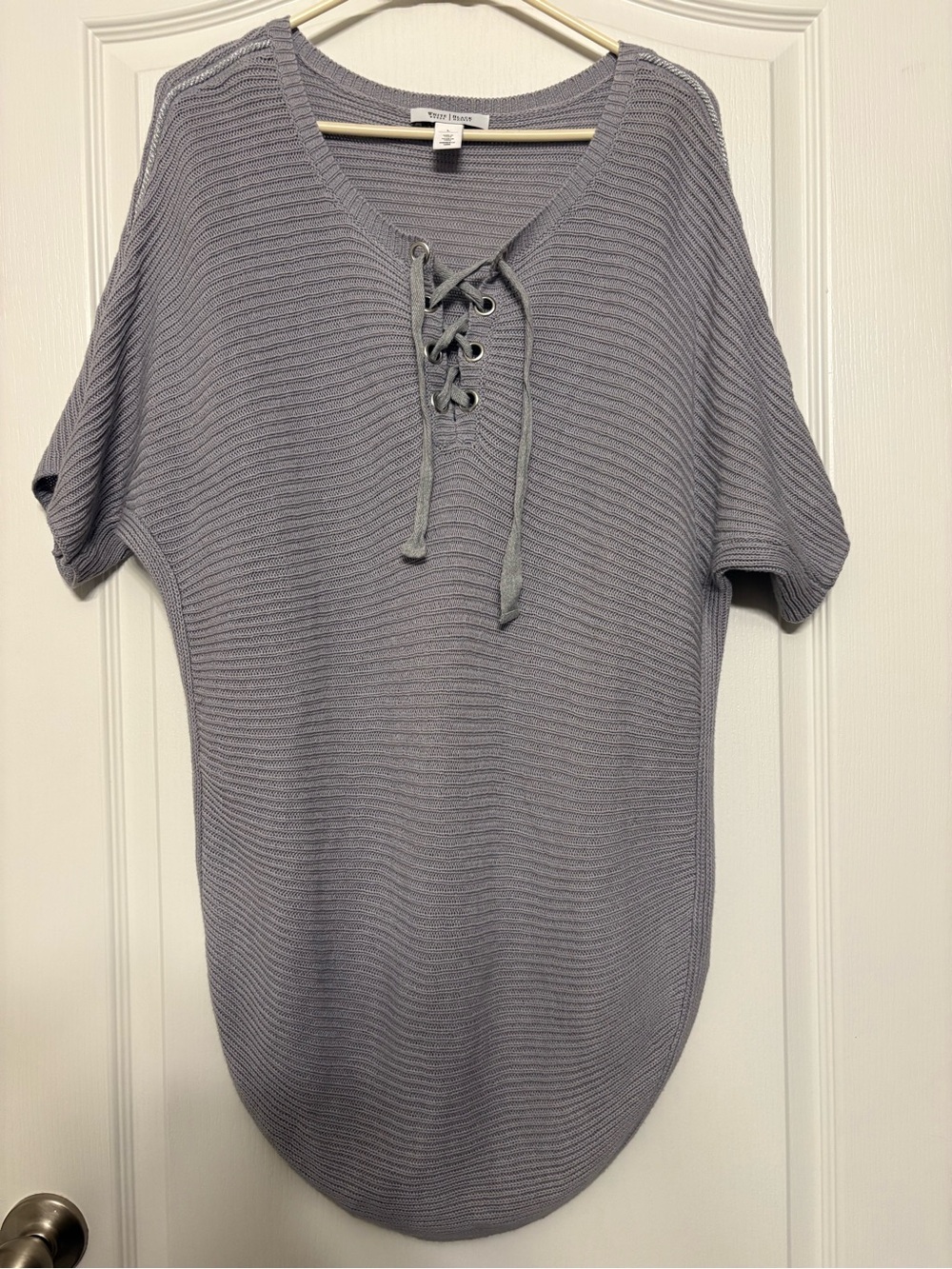 WHBM Light Gray Ribbed Knit Top - Picture 10 of 10